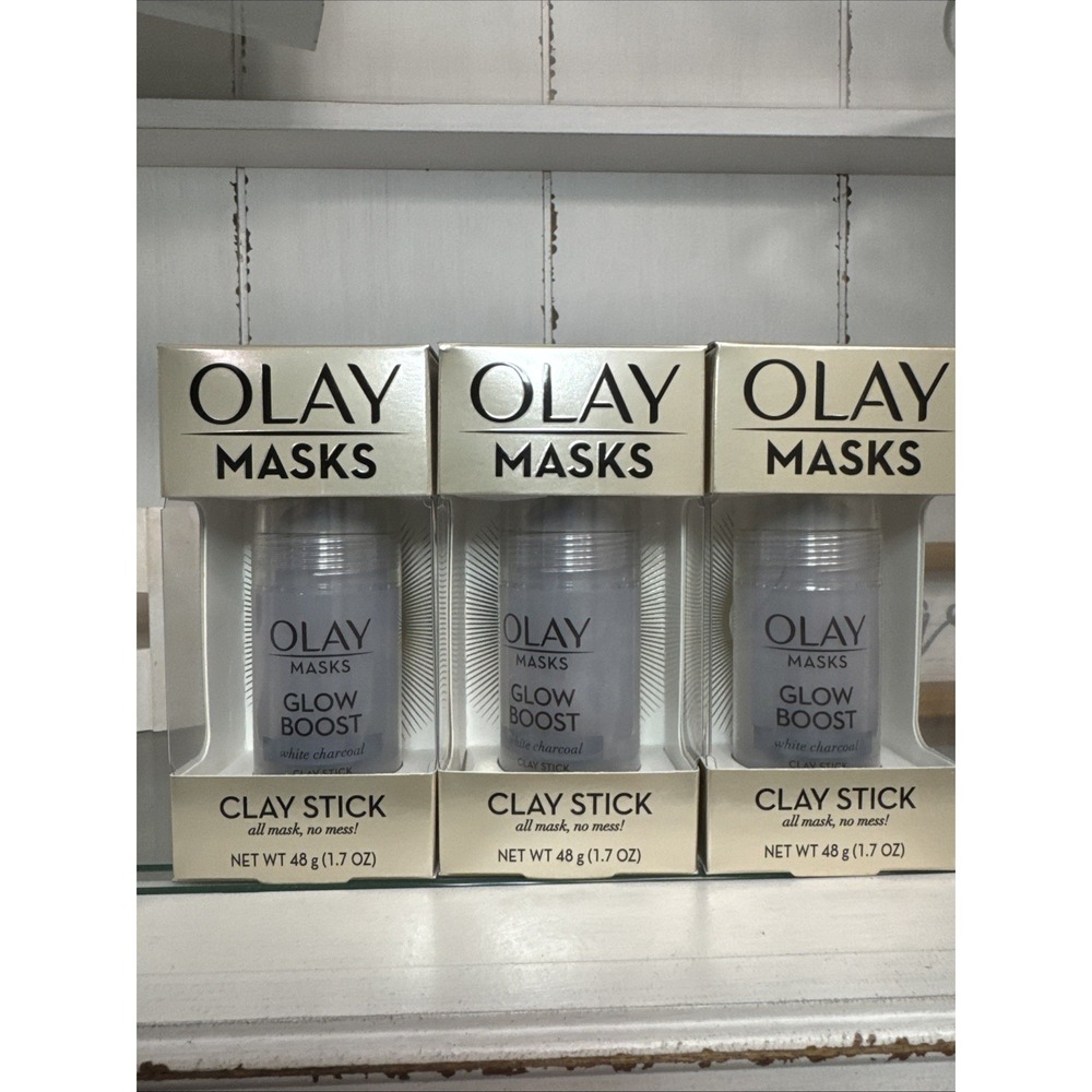 NIB~ OLAY Mask Clay Stick‎ LOT x3 Glow Boost White Charcoal Face 1.7 oz